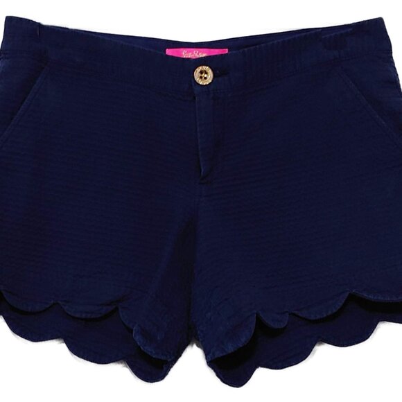 Lilly Pulitzer Buttercup Shorts with Scalloped Hem in True Navy - Picture 6 of 12